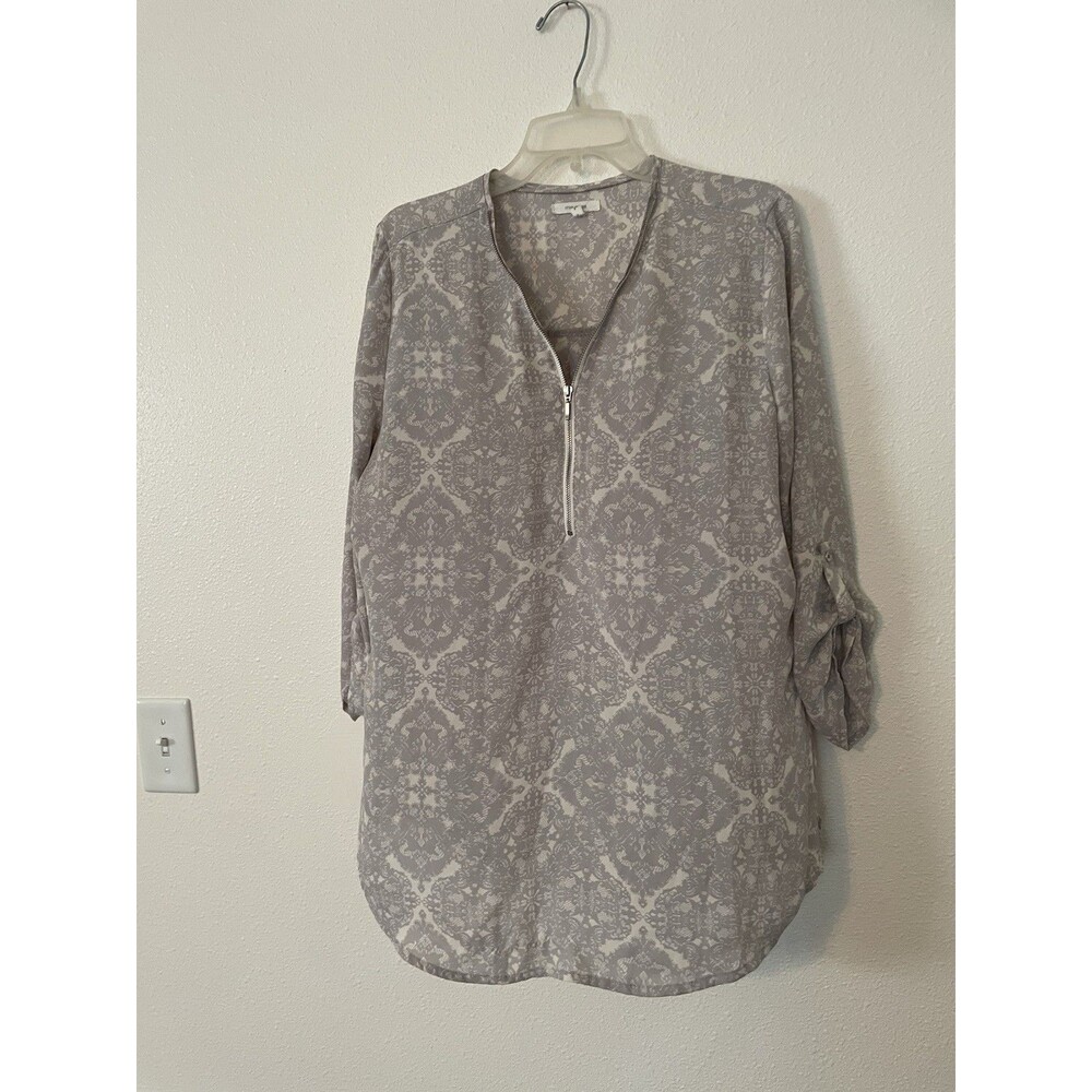 Sz L Large MAURICES Women’s 3/4 Sleeve Lace V Neck Sheer Floral Blouse Top Shirt